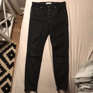 9 inch High-Rise black skinny jean - button fly!